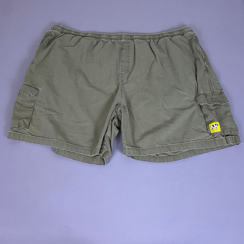 Big Dogs Cargo Shorts Mens 5X Olive Green Cotton Ripstop Elastic Waist *Wear*